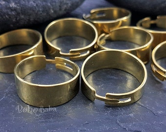 Raw Brass Ring, Brass Band Ring, Adjustable Ring, Ring Blank, Ring Base, Raw Brass Hoop, Loop Connector, Raw Brass Findings, 6 Pc