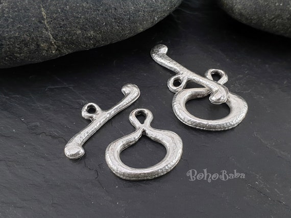 Lot De Fermoirs à Bascule Argent 925 - 2 Ensembles (4 Pièces) - 16x12mm Et 21x6mm
