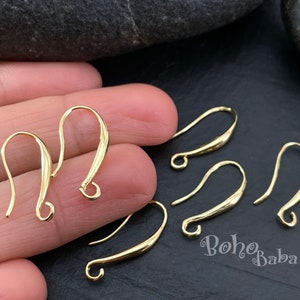 Gold Plated Brass Earring Hooks, Gold Earring Wires, Gold Earring Blanks