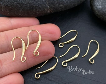 Gold Plated Brass Earring Hooks, Gold Earring Wires, Gold Earring Blanks
