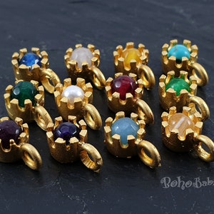Gold Drop Charm, Mini Gemstone Birthstone Charm, Birthstone Necklace Findings, Birthstone Jewelry image 6