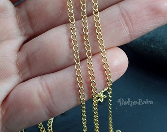 Dainty Gold Cable Chain, Unsoldered Link Chain, 1 Meter, Necklace Jewelry Supplies