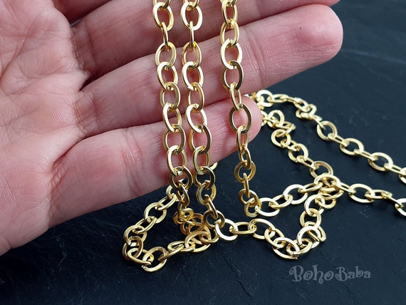 Large Gold Chain Oval Link Chain Jewelry Chain Gold Chain 1 Meter Unsoldered Link Necklace Chain Jewelry Supplies Cable Chain