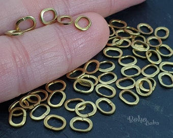 Tiny Oval Links, Oval Jump Rings, Oval Connectors, Raw Brass Jump Rings, Open Jump Ring, Brass Jumpring, Raw Brass Jewelry Finding, 50 Pc