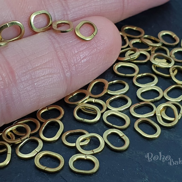 Tiny Oval Links, Oval Jump Rings, Oval Connectors, Raw Brass Jump Rings, Open Jump Ring, Brass Jumpring, Raw Brass Jewelry Finding, 50 Pc