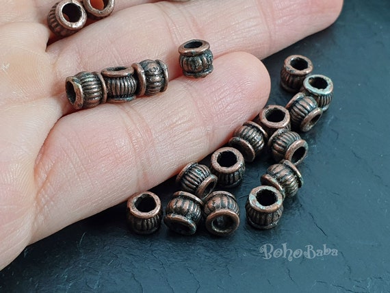 Copper Spacer Beads, Tubular Beads, Copper Plated Beads, Tube Beads,  Jewelry Spacers, Bead Spacers, Spacer Beads, Barrel Spacer Beads, 6 Pc