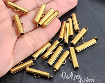 Tubos deslizantes Miyuki de latón crudo, clips deslizantes Miyuki de 20 mm, conectores de tubo para tejido de cuentas de semillas, cierres de cadena de bolas, 10 piezas