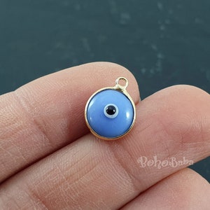 Dijes de ojo malvado azules, dijes de ojo malvado de cristal de Murano, mini dijes de ojo malvado dorados, 3 piezas