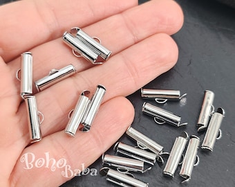 Tubos deslizantes Miyuki chapados en platino, clips deslizantes Miyuki de 15 mm, conectores de tubos para tejido de cuentas de semillas, cierres de cadena de bolas, 8 piezas