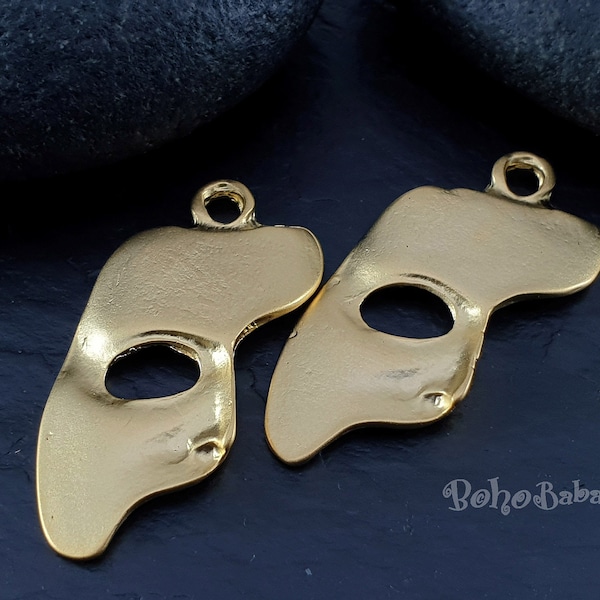 Pendentif masque en or, breloque visage en or, pendentif visage en or, masque du Fantôme de l'opéra, accessoires de bijoux en or, breloques masque ethnique, 1 pièce