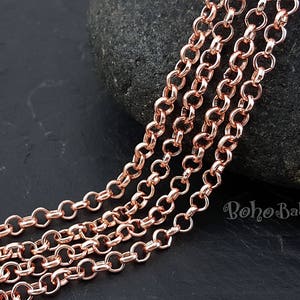 4mm Rose Gold Rolo Chain, Rose Gold Chain, Rose Gold Link Chain, Rose Gold Necklace Chain, Bracelet Chain, Belcher Chain, Rose Gold Jewelry