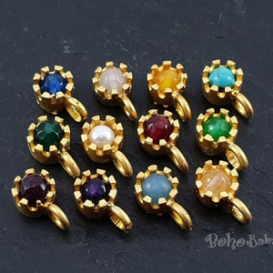 Gold Drop Charm, Mini Gemstone Birthstone Charm, Birthstone Necklace Findings, Birthstone Jewelry image 4