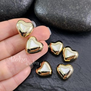 18mm großer praller Herz Anhänger, glitzernder Vergoldeter Herz Anhänger, 2tlg