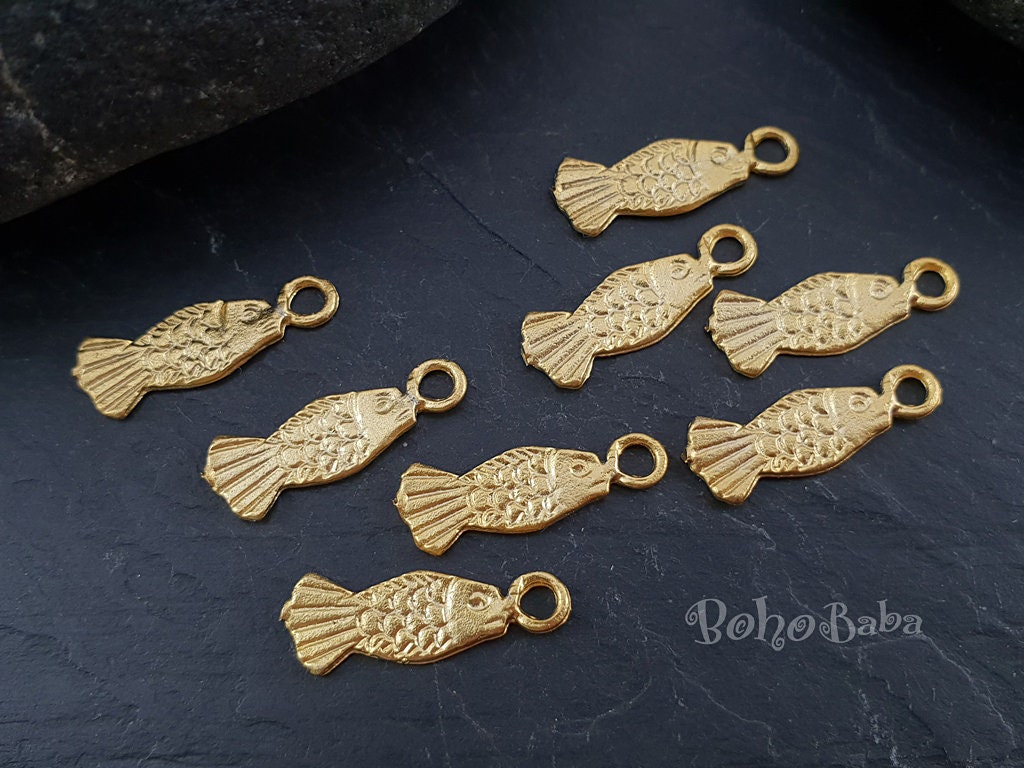 14K Solid Gold Fish Necklace, Pieces Necklace, Good Luck Charm, Blue And White Enamel Fish Pendant, Handmade Jewelry, Christmas Gift