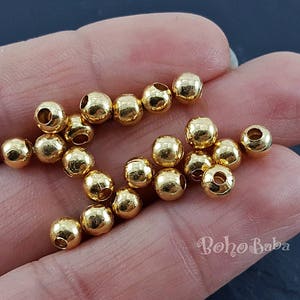 Gold Ball Beads, 5mm Round Gold Spacer Beads, 25 Pc