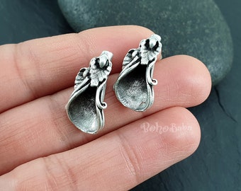 Tapas de cono de plata, tapas de cuentas, tapa de borla plateada, tapas de cono, gorra de borla, tapas de cuentas de flores, conos de cuentas, tapa de cuentas de plata, 2 piezas
