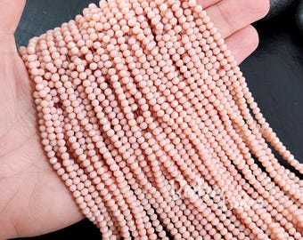 Hilos de cuentas de cristal facetado de 3 mm, cuentas de cristal rosa salmón claro opaco