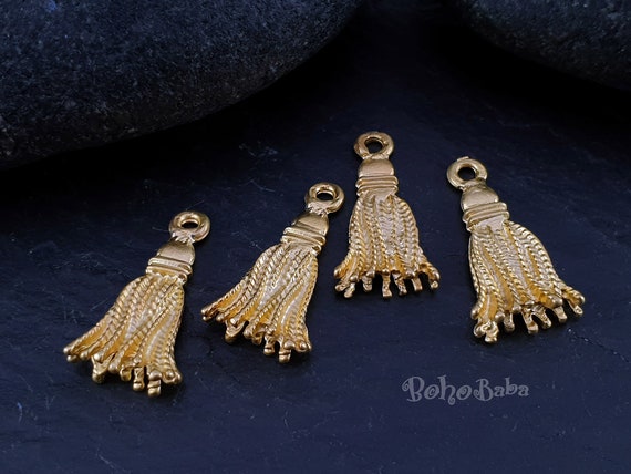 Mini Gold Tassel Charms Mini Bracelet Tassel Charms Gold Tassel Necklace Findings Earring Tassels Metal Tassel 4 Pc Etsy