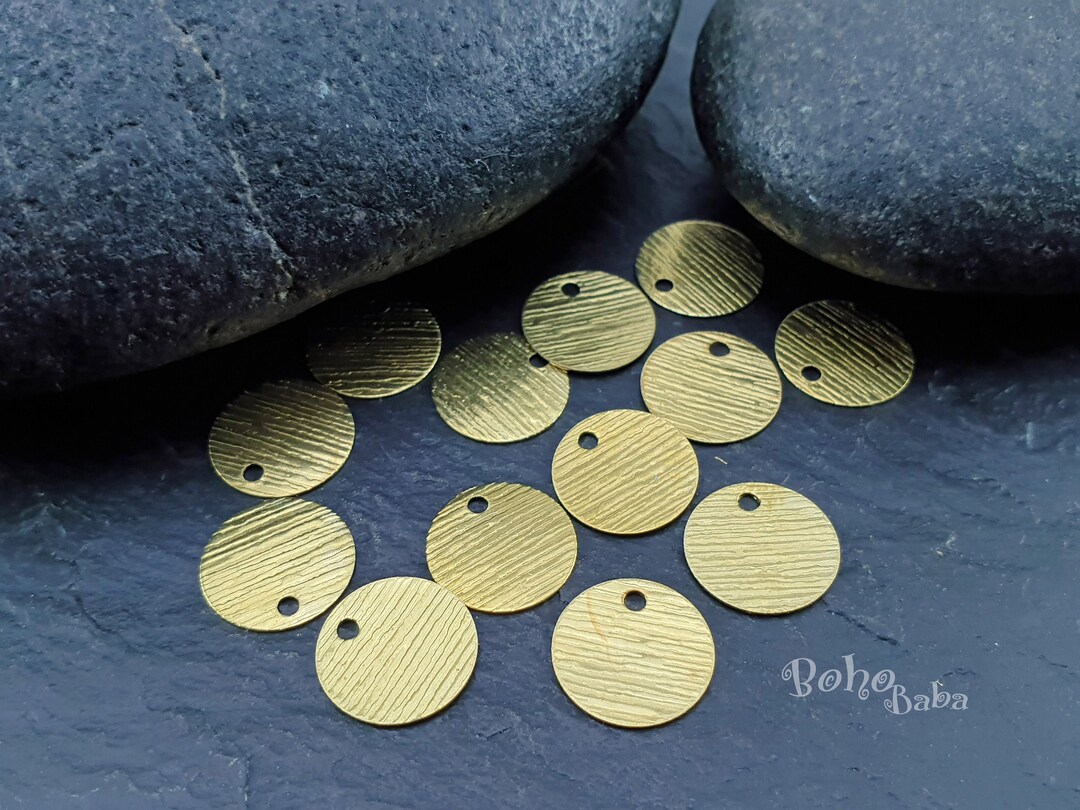 Brass Disc Tags, Brass Stamping Disc, Brass Cabochon Tag, Textured Disc ...
