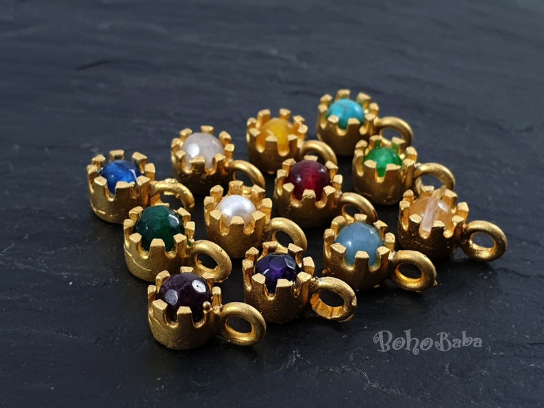 Gold Drop Charm, Mini Gemstone Birthstone Charm, Birthstone Necklace Findings, Birthstone Jewelry image 3