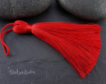 Red Silk Tassel, Large Silk Tassel, Thread Tassel, Tassel Findings, Tassel Necklace, Jewelry Supplies, Tassel Jewelry, 1pc