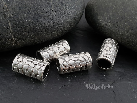 Silver Spacer Beads, Large Tube Spacer, Large Tube Bead, Jewelry