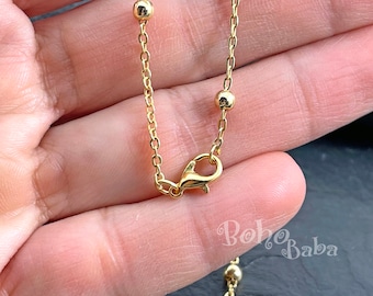 Gold Satellite Cable Chain with Lobster Clasp, Gold Plated Ready To Wear Necklace Chain, Add Your Charm, Finished Necklace Chain