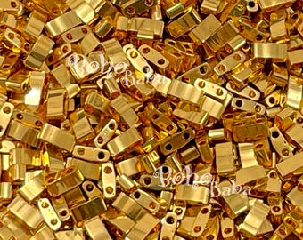 Cuentas Miyuki Half Tila, HTL-191, chapadas en oro de 24 quilates, 5 gramos