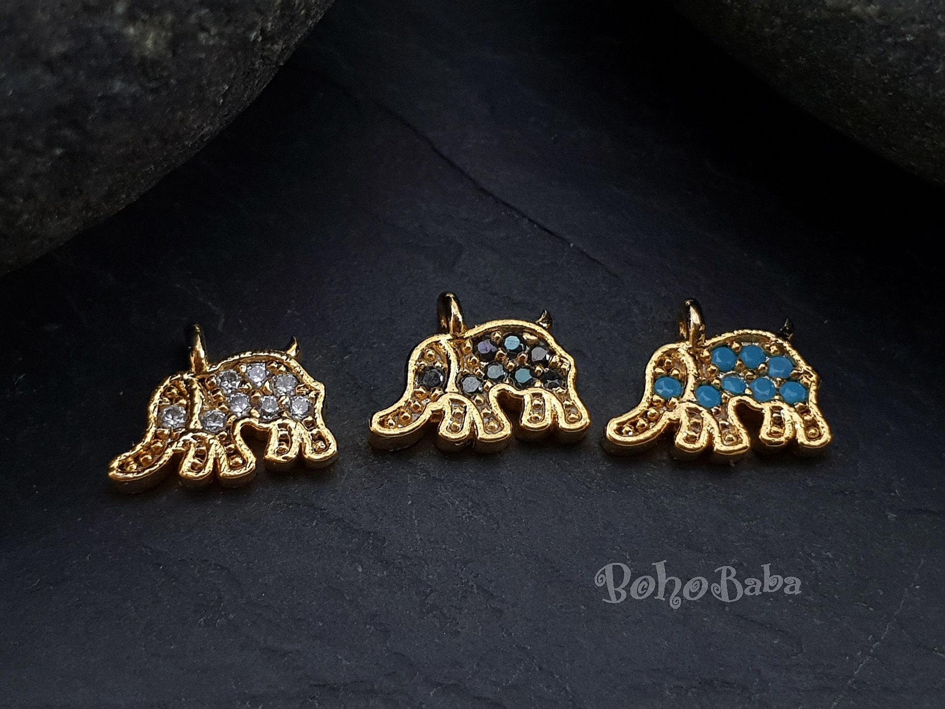 Tiny Micro Pave Elephant Charms 24k Gold Filled Micro Pave CZ Elephant for  Wild Animal Inspired Jewelry Charm J-237