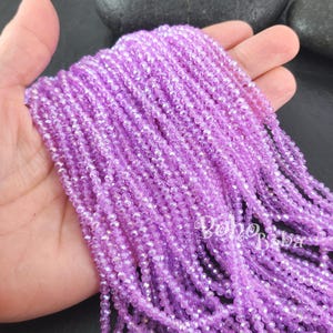 3mm Faceted Crystal Rondelle Bead Strands, Transparent Lilac Purple AB Crystal Beads