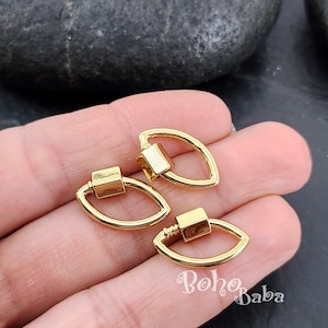 Gold Carabiner Clasp, Horse Eye Carabiner Screw Lock Charms, Necklace Carabiner Clasps, Bracelet Findings