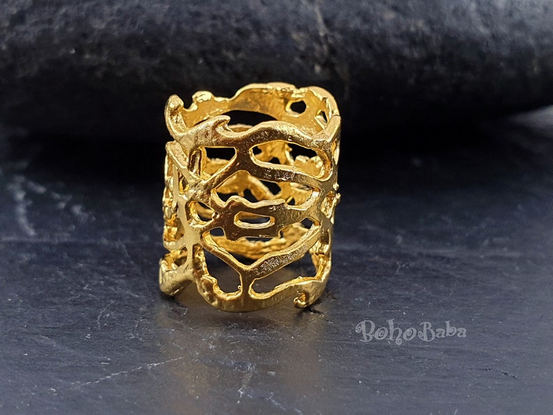 Large Gold Tube Bead, Fretwork Tube Bead, Gold Spacer Beads, Gold Plated Findings, Large Hole Beads, Gold Scarf Tube, Tube Charm image 2