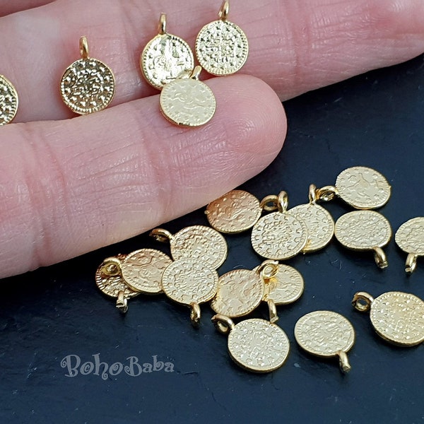 Mini Coin Charms, Gold Coins, Turkish Jewelry, Rustic Coins, Coin Pendants, Coin Findings, Coin Charms, Ottoman Coin Charms, 15 Pc