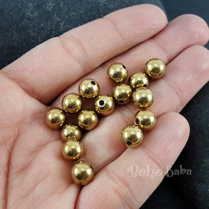 Solid Brass Ball Beads, 8mm Raw Brass, Ball Spacer Beads, Raw Brass Balls, Brass Findings, Brass spacers, 8 Pc