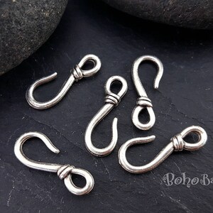 Antique Silver Plated Hook Clasps, Silver Fish Hook Charms, Silver Toggle Clasp, 5Pc image 2
