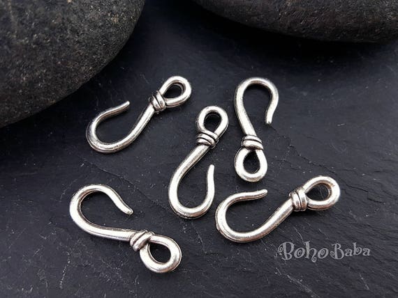 5pc, Silver Necklace Clasps, Hook Clasps, Bracelet Findings, Silver Plated  Toggle, Fish Hook Clasp, Nautical Bracelet, Jewelry Findings 