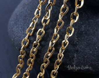 Gold Chain, 1 Meter, Large Gold Chain, Unsoldered Link, Oval Link Chain, Gold Chain, Necklace Chain, Jewelry Supplies, Cable Chain