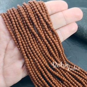 3mm Round Glass Bead Strands, Brown Czech Beads