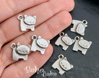Ciondolo Gatto In Argento 925 Per Bracciali E Collane - Gioiello Donna Antiallergico Con Scatola Regalo E Panno