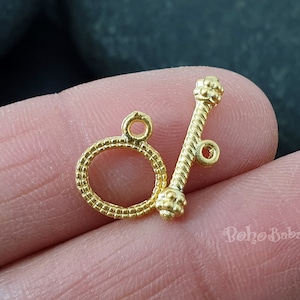 Mini Toggle Clasp Set, Tribal Necklace Clasp, Gold Bracelet Clasp, Clasp Findings, 4 Set