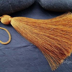 Dark Golden Silk Tassel, Large Tassel, Silk Tassel, Thread Tassel, Tassel Findings, Tassel Necklace, Jewelry Supplies, Tassel Jewelry, 1pc