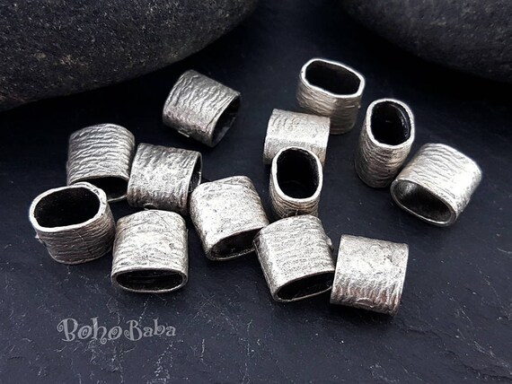 6 Pc, Silver Tube Spacers, Licorice Sliders, Licorice Spacers, Bracelet  Spacers, Bracelet Findings, Oval Spacers, Licorice Leather Findings 