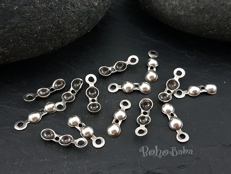 40 pc Silver Findings Silver Plated Fold Over Ball Chain Clasps Silver Plated Crimps Knot Crimps Jewelry Supplies Ball Chain Clasps