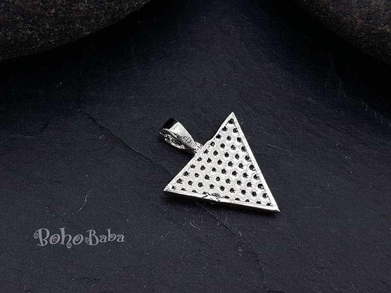 Rhodium Triangle Necklace Triangle Pave Pendant Cubic Zirconia Charms Cubic Zirconia Bridal Jewelry Micro Pave Charms Silver Triangle