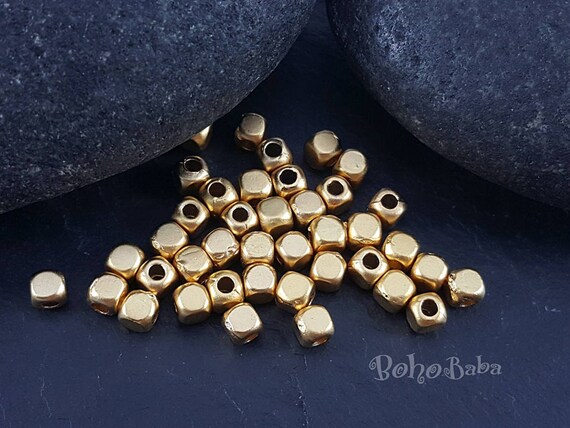 Tiny Gold Beads, Gold Spacer Beads, Mini Ball Beads, Round Beads, Gold  Plated Beads, Jewelry Spacers, Spacer Beads, Gold Tube Beads, 25Pc