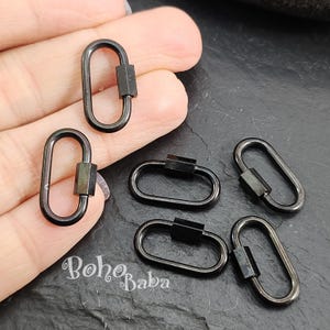 Black Oval Carabiner Clasp, Carabiner Screw Lock Charms, Necklace Carabiner Clasps, Bracelet Findings
