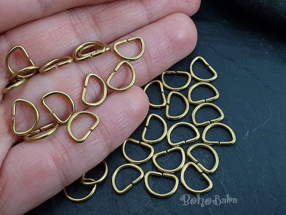 D Rings Raw Brass D Ring Jump Rings 10mm Open D Ring Brass D Ring Raw Brass Jewelry Findings 40pc
