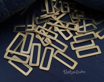Rectangle Charms, Geometric Jewelry, Raw Brass Rectangle Connectors, Brass Findings, 30 Pc