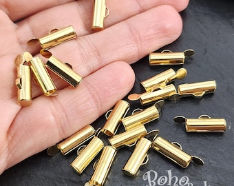 Tubos deslizantes Miyuki de latón crudo, clips deslizantes Miyuki de 13 mm, conectores de tubo para tejido de cuentas de semillas, cierres de cadena de bolas, 10 piezas