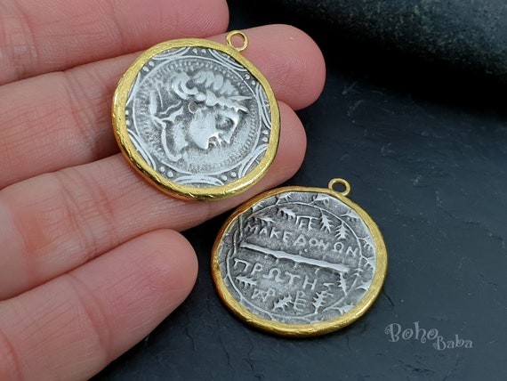 Greek coin necklace silver sale